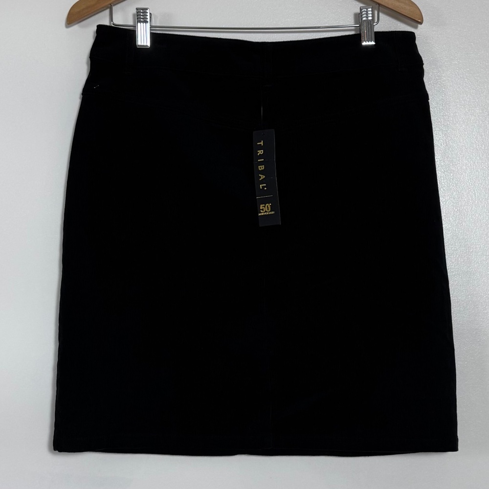 NWT Tribal Stretch Corduroy Black Above-Knee Mni Skirt Size 8